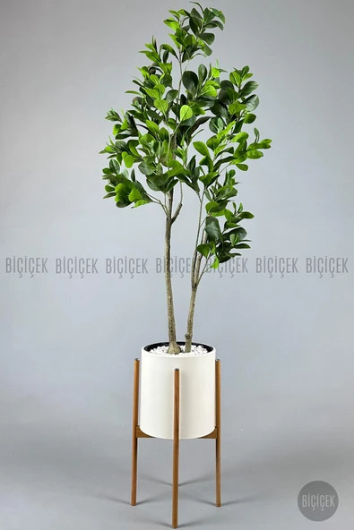 BİÇİÇEK Yapay Manolya Ağacı 175 Cm Ayakli Krem Metal Saksıda ürün görseli 1