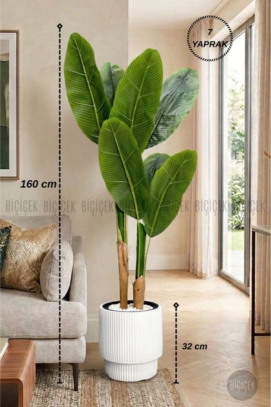 BİÇİÇEK Yapay Starli̇ce 160 Cm 7 Yapraklı Beyaz Vega Saksıda ürün görseli 1
