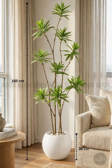 BİÇİÇEK Yapay Dragon Bi̇tki̇si̇ 160 Cm Beyaz Küre Saksıda ürün görseli 1