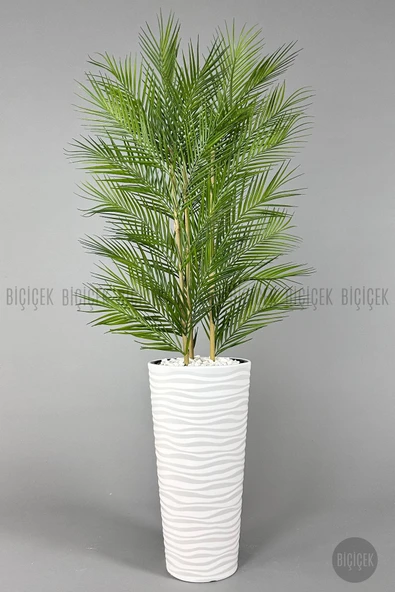BİÇİÇEK Yapay Areka Palmi̇yesi̇ 150 Cm 33 Yaprak Beyaz Kumsal Saksıda ürün görseli 1