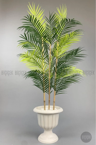 BİÇİÇEK Yapay Areka Ağaci 125 Cm 24 Yapraklı Krem Nergi̇s Saksıda ürün görseli 1
