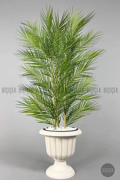 BİÇİÇEK Yapay Areka Palmi̇yesi̇ 130 Cm 33 Yaprak Krem Nergi̇s Saksıda ürün görseli 1