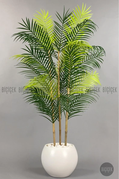 BİÇİÇEK Yapay Areka Ağaci 120 Cm 24 Yapraklı Beyaz Küre Saksıda ürün görseli 1