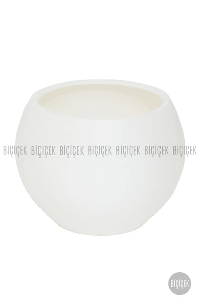 BİÇİÇEK Küre Saksı 25 Cm Beyaz - Resim 3