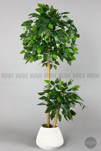 BİÇİÇEK Yapay Benjamin Ağacı 125 Cm Spiral Saksıda Leylek Model ürün görseli 1