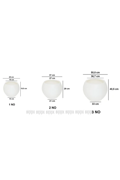BİÇİÇEK Küre Saksı 25 Cm Beyaz - Resim 8