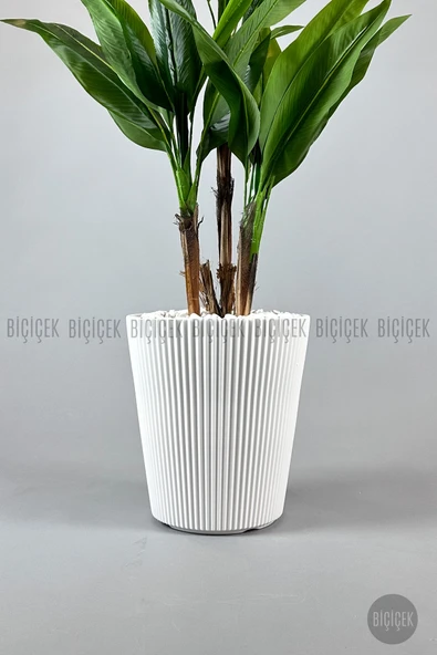 BİÇİÇEK Luna Saksı 37 Cm Beyaz - Resim 5