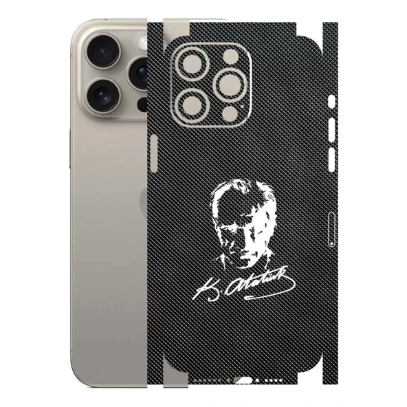 Kapps Iphone 15 Pro Max ile Uyumlu Bumper Serisi Premium Kaplama 360  Atatürk İmzalı Siyah ürün görseli 1