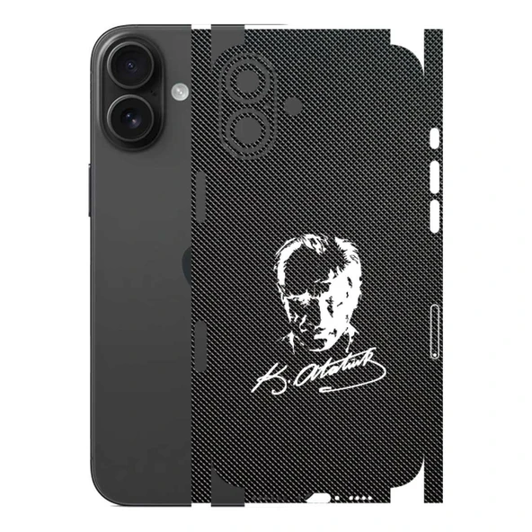 Kapps Iphone 16 Plus ile Uyumlu Bumper Serisi Premium Kaplama 360  Atatürk İmzalı Siyah ürün görseli 1