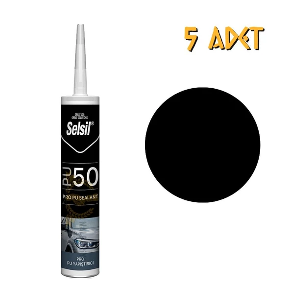 Selsil Poliüretan Mastik Yapıştırıcı PU50 SİYAH 280 ml. - 5 Adet ürün görseli 1