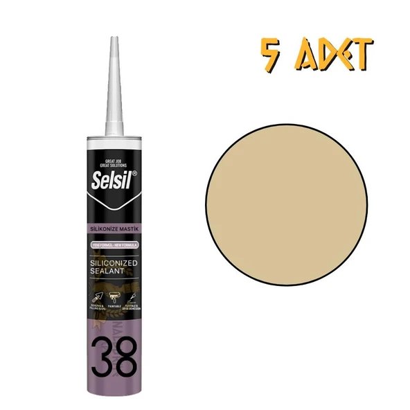 Selsil Silikonize Mastik AÇIK MEŞE 500 gr. - 5 Adet ürün görseli 1