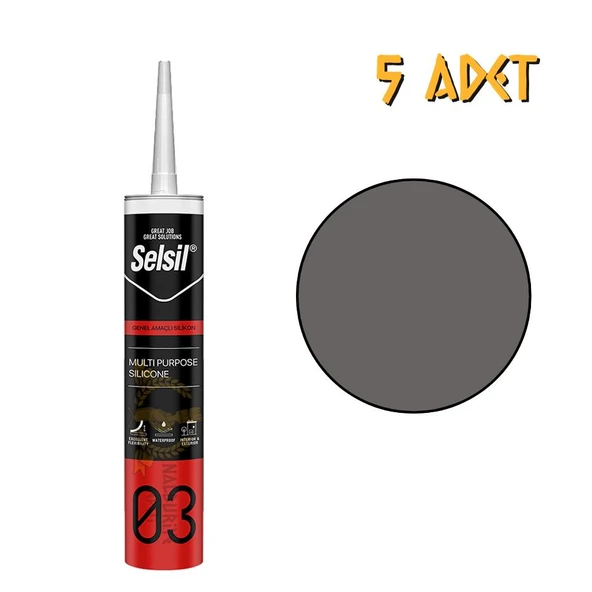 Selsil Genel Amaçlı Silikon ANTRASİT GRİ 322 gr. - 5 Adet ürün görseli 1