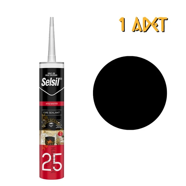 Selsil Isıya Dayanıklı Ateş Mastiği SİYAH 300 ml. - 1 Adet ürün görseli 1