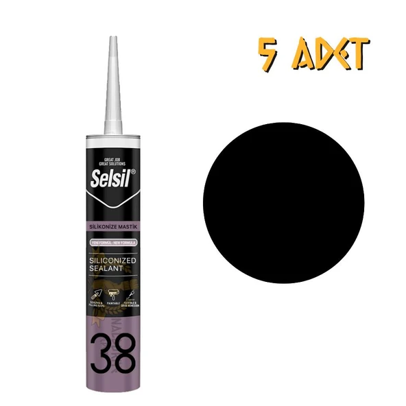 Selsil Silikonize Mastik SİYAH 500 gr. - 5 Adet ürün görseli 1