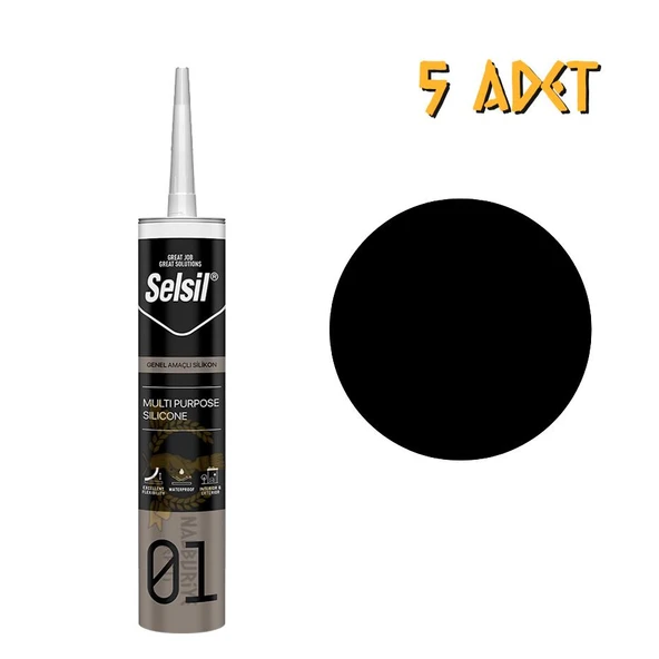 Selsil Genel Amaçlı Silikon SİYAH 280 gr. - 5 Adet ürün görseli 1