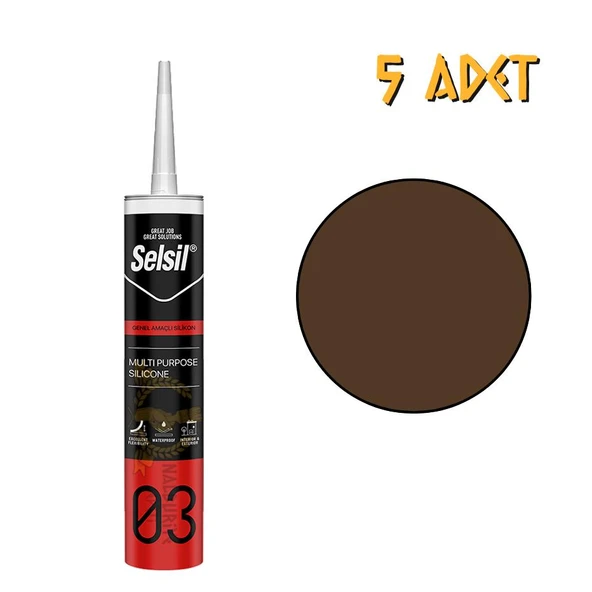 Selsil Genel Amaçlı Silikon KAHVERENGİ 322 gr. - 5 Adet ürün görseli 1