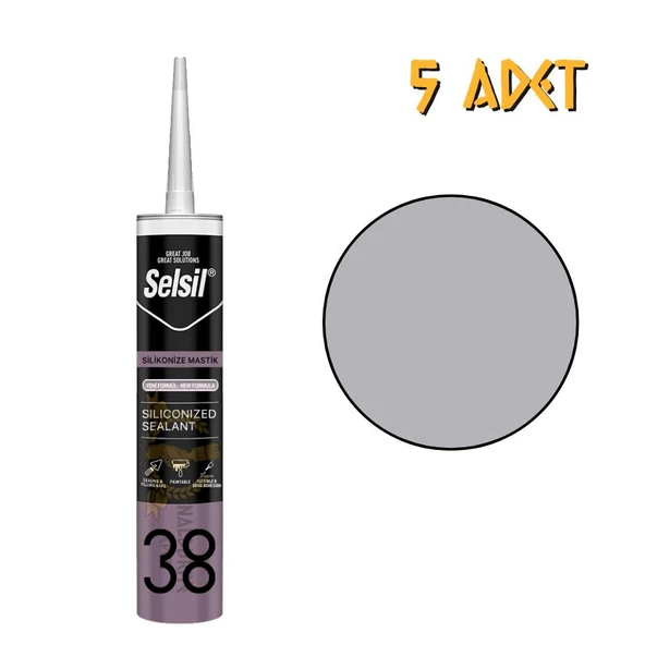 Selsil Silikonize Mastik GRİ 500 gr. - 5 Adet ürün görseli 1