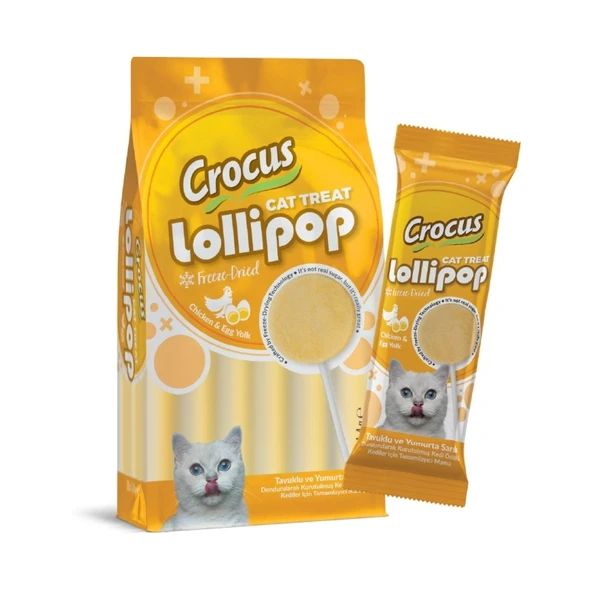 Crocus Tavuklu Ve Yumurta Sarılı Kedi Lolipop 10x1,4g ürün görseli 1