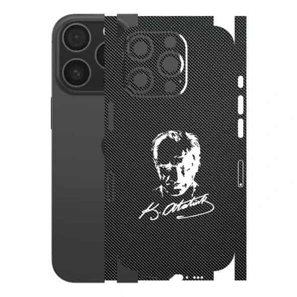 Kapps Iphone 16 Pro ile Uyumlu Bumper Serisi Premium Kaplama 360  Atatürk İmzalı Siyah ürün görseli 1