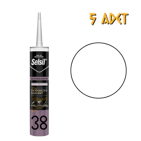 Selsil Silikonize Mastik BEYAZ 500 gr. - 5 Adet ürün görseli 1
