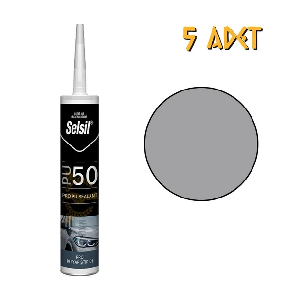 Selsil Poliüretan Mastik Yapıştırıcı PU50 GRİ 280 ml. - 5 Adet ürün görseli 1