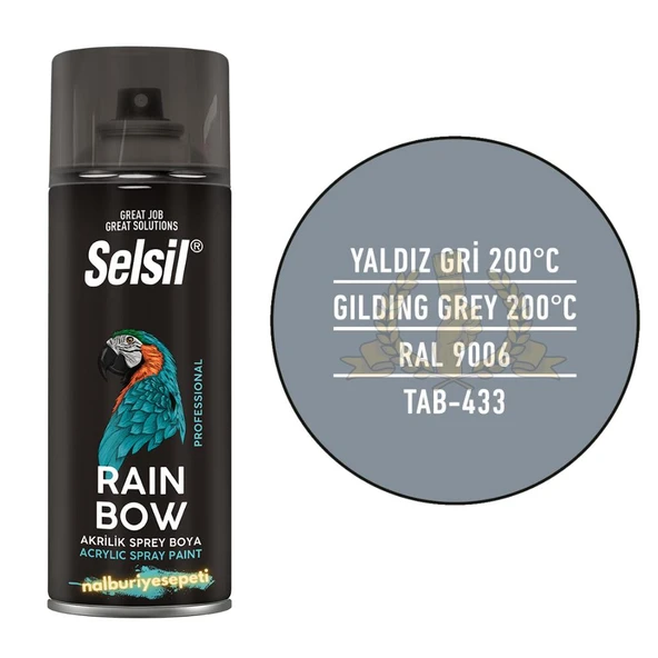Selsil Isıya Dayanıklı Akrilik Sprey Boya YALDIZ GRİ 400 ml. - RAL7001 ürün görseli 1