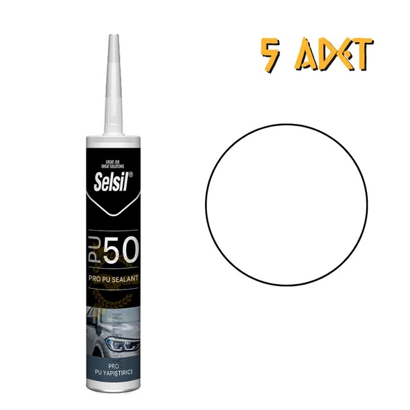 Selsil Poliüretan Mastik Yapıştırıcı PU50 BEYAZ 280 ml. - 5 Adet ürün görseli 1