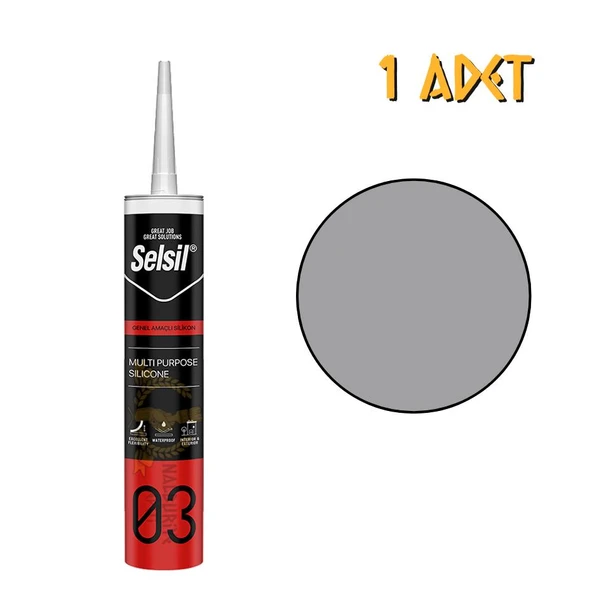 Selsil Genel Amaçlı Silikon ALÜMİNYUM GRİ 322 gr. - 1 Adet ürün görseli 1