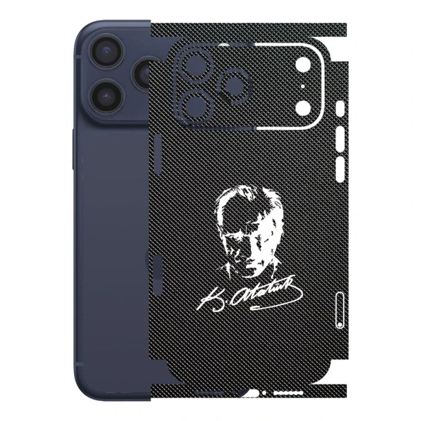 Kapps Iphone 17 Pro Max ile Uyumlu Bumper Serisi Premium Kaplama 360  Atatürk İmzalı Siyah ürün görseli 1