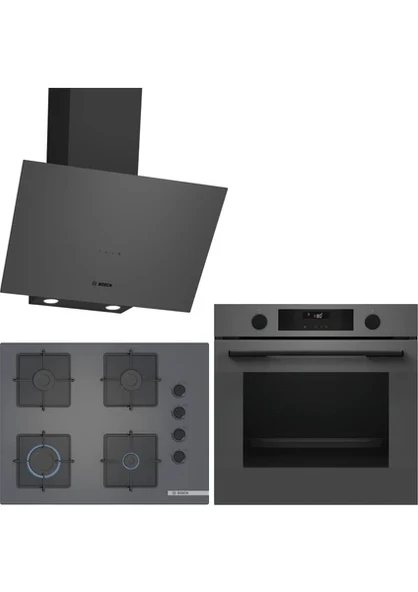 Bosch Gri 3 Lü Ankastre Set 572 ( HUA736EN0T - POP7C9P31O - DWK64PJ70T ) 67CM Ocak - Buhar Destekli - ürün görseli 1