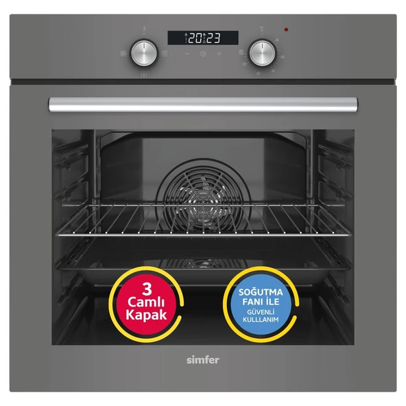 Simfer 8225 0+3 Fonksiyon Dijital Gri, Power Turbo Ankastre Fırın ürün görseli 1