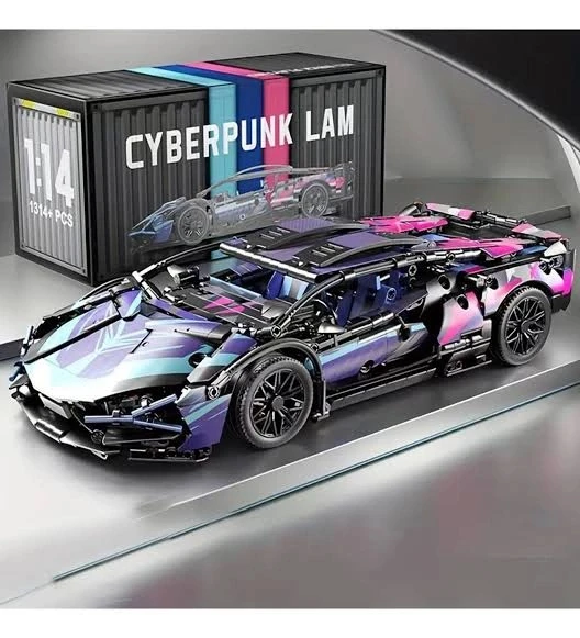 565 parça Cyberpunk Mor Cool 1:14 Ölçekli Spor Araba Yapı Blokları Seti 3D Montaj Modeli Kiti, Gençler & Yetişkinler İçi ürün görseli 1