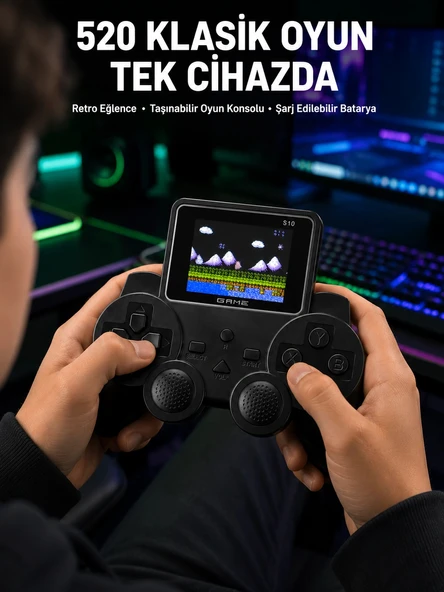 520 Oyunlu Taşınabilir El Oyun Konsolu TV Bağlantılı Şarjlı Gamepad ürün görseli 1