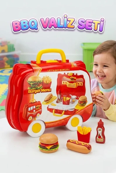 BBQ Burger Menü Valiz Seti - 26 Parça Eğitici Mutfak Oyun Seti ve Aksesuarlı Oyuncak ürün görseli 1