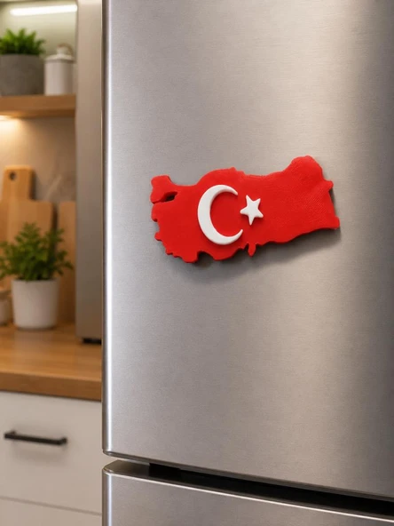 Magnet Buzdolabı Magneti Türkiye Haritası Türk Bayraklı Hediyelik Dekoratif 9 x 4,5 cm ürün görseli 1