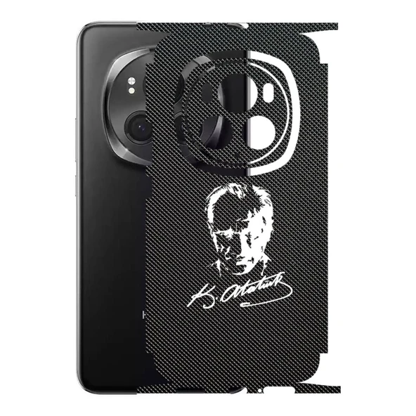 Honor Magic 6 Pro ile Uyumlu Bumper Serisi Premium Kaplama 360  Atatürk İmzalı Siyah ürün görseli 1