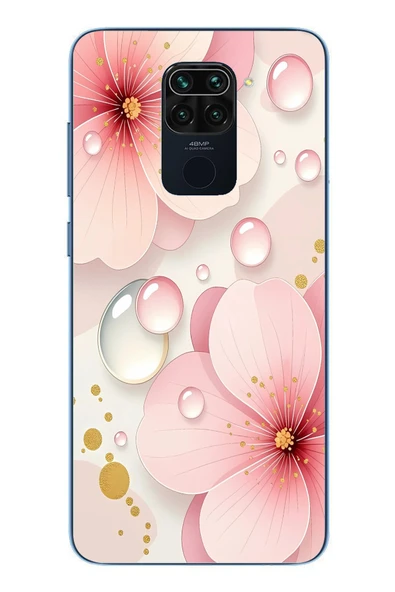 Le Balvo Redmi Note 9 Uyumlu Damlalı Çiçekler Baskılı Silikon Kılıf ürün görseli 1