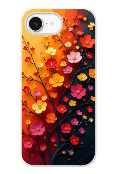 Le Balvo İphone 16e Uyumlu Sonbahar Çiçekleri Baskılı Silikon Kılıf ürün görseli 1