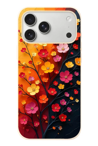 Le Balvo İphone 17 Pro Max Uyumlu Sonbahar Çiçekleri Baskılı Silikon Kılıf ürün görseli 1