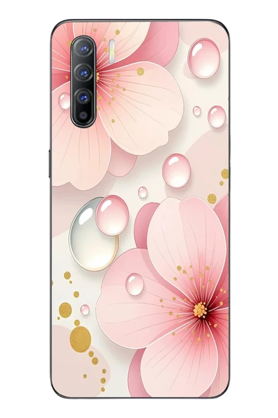 Le Balvo Oppo Reno 3 Uyumlu Damlalı Çiçekler Baskılı Silikon Kılıf ürün görseli 1