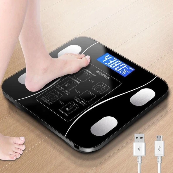 Akıllı Kablosuz Dijital Banyo Ve Vücut Yağ Ağırlık Ölçeği Vücut Kompozisyonu Analizörü Bluetoothlu Tartı ürün görseli 1
