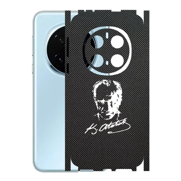 Honor Magic 7 Pro ile Uyumlu Bumper Serisi Premium Kaplama 360  Atatürk İmzalı Siyah ürün görseli 1