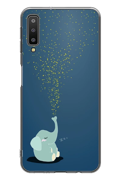 Le Balvo Samsung Galaxy A7 2018 Uyumlu Uyuyan Fil Baskılı Silikon Kılıf ürün görseli 1