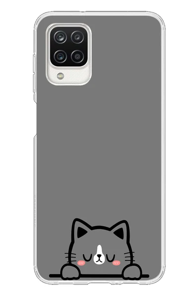 Le Balvo Samsung Galaxy A12 Uyumlu Uyuyan Kedi Baskılı Silikon Kılıf ürün görseli 1