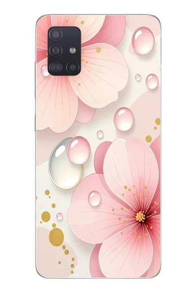 Le Balvo Samsung Galaxy A51 Uyumlu Damlalı Çiçekler Baskılı Silikon Kılıf ürün görseli 1