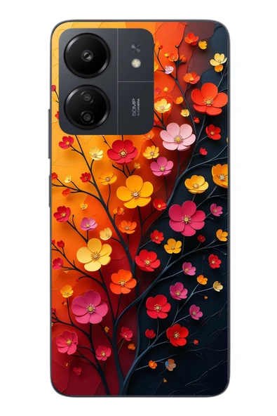 Le Balvo Redmi 13C Uyumlu Sonbahar Çiçekleri Baskılı Silikon Kılıf ürün görseli 1