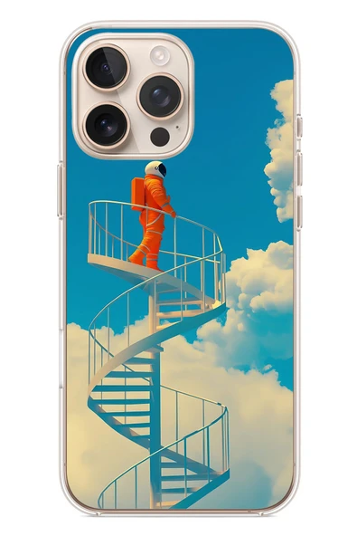 Le Balvo İphone 16 Pro Max Uyumlu Astronot Gökyüzü Baskılı Silikon Kılıf ürün görseli 1
