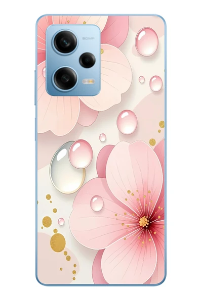 Le Balvo Redmi Note 12 Pro 5G Uyumlu Damlalı Çiçekler Baskılı Silikon Kılıf ürün görseli 1