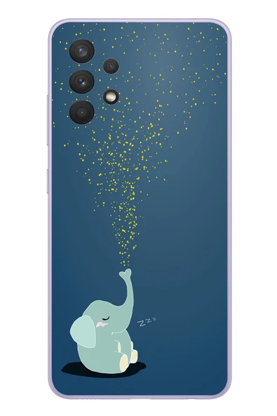Le Balvo Samsung Galaxy A32 Uyumlu Uyuyan Fil Baskılı Silikon Kılıf ürün görseli 1