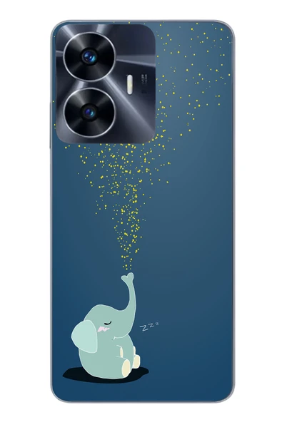 Le Balvo Realme C55 Uyumlu Uyuyan Fil Baskılı Silikon Kılıf ürün görseli 1